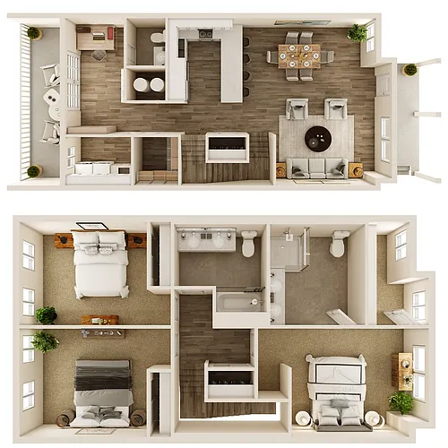 Floor plan 3 Bedroom, 2.5 Bathroom