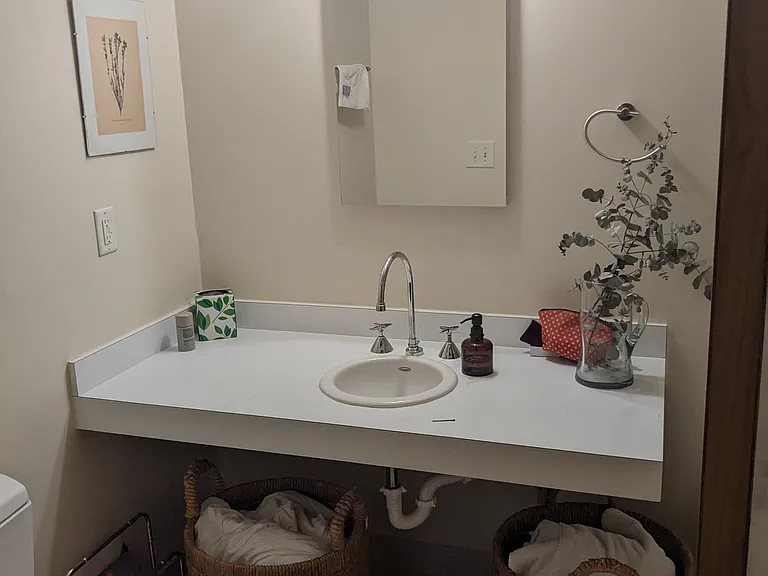 Downstairs bathroom with tub / shower