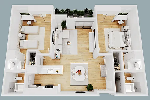 Floor plan 2 Bedroom, 2 Bath