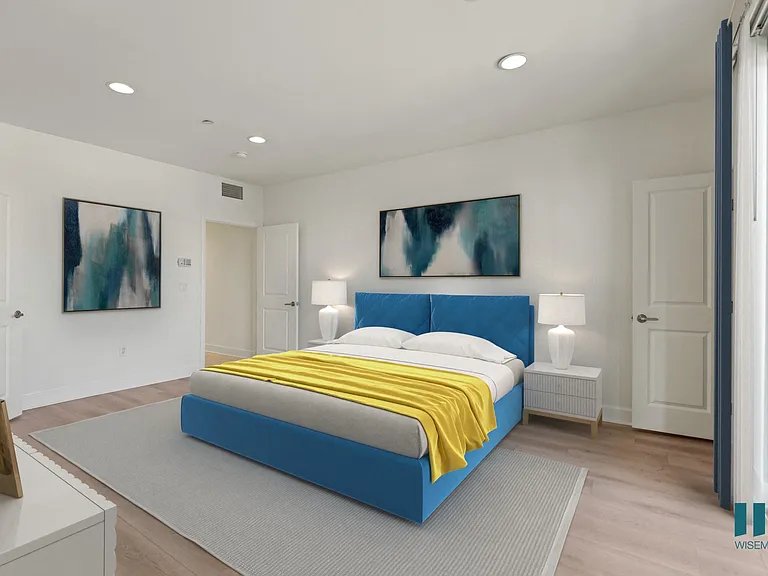Bedroom with Large-Size Windows, Recessed Lighting, Bathroom, and Walk-In Closet
