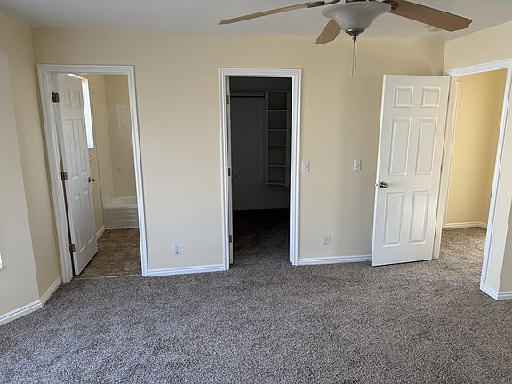 Master bedroom. Entrance to the walk in closet and the master bathroom.
