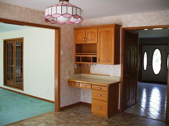 Desk in Kitchen, French Doors