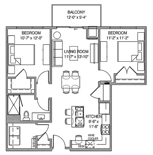 Floor plan Two-Bedroom
