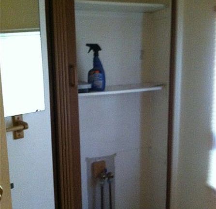 Linen closet in bathroom
