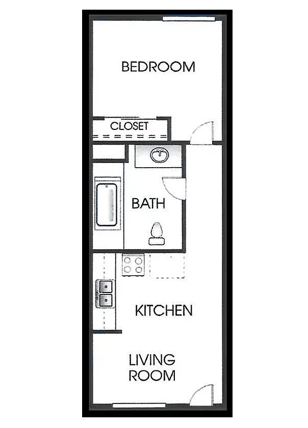 Floor plan 1 Bed, 1 Bath