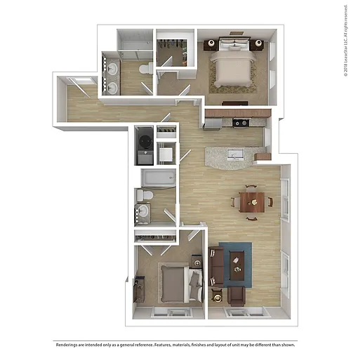 Floor plan Opus 2 Bedroom B1