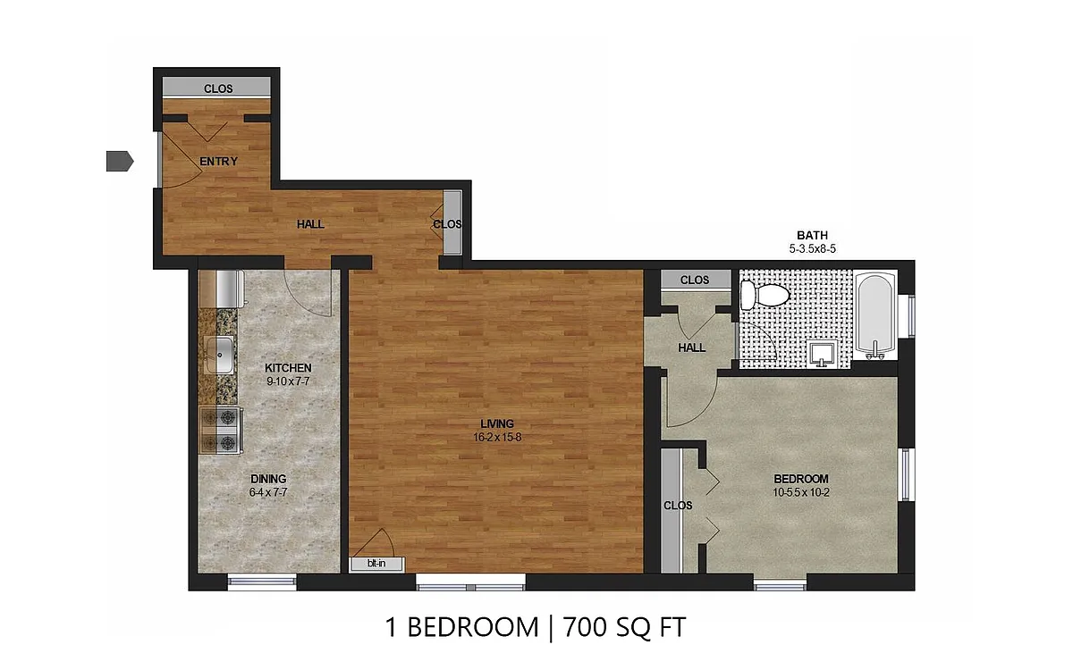 Floor plan Granada - One Bedroom (G)
