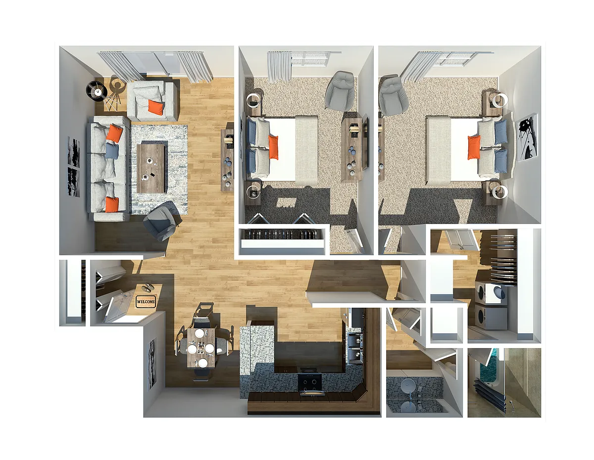 Floor plan Two Bedroom One Bath
