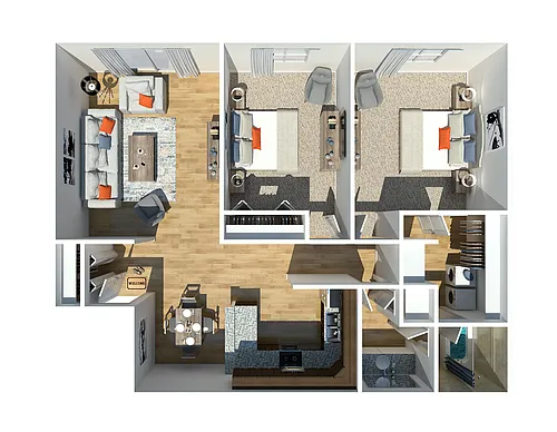Floor plan Two Bedroom One Bath