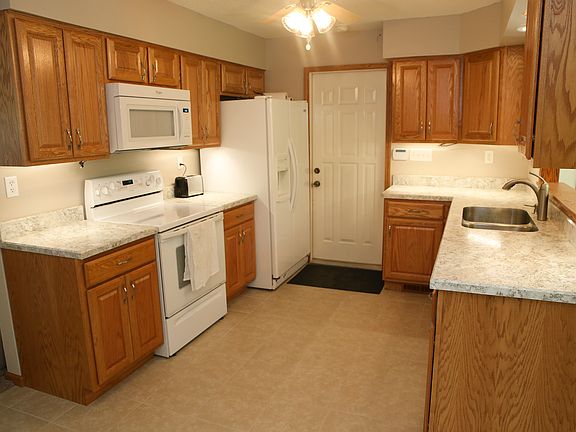 Kitchen and door to garage.