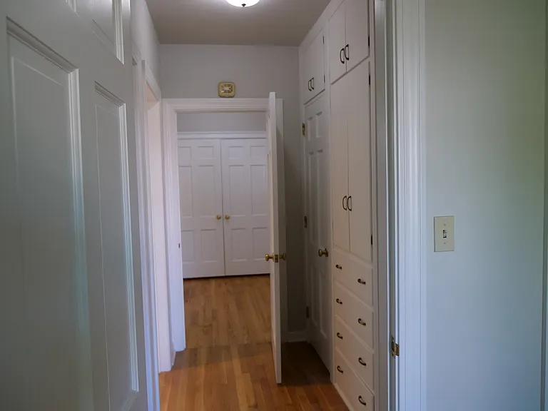 Hallway leading to bedrooms and bathrooms. Plenty of closet for storage.