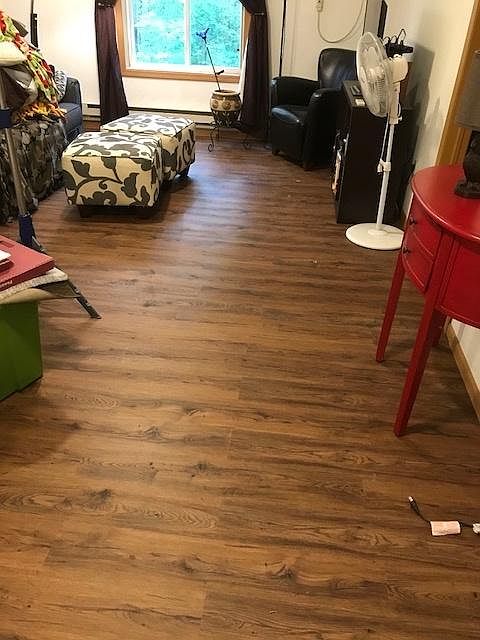 New hardwood floor living room and kitchen