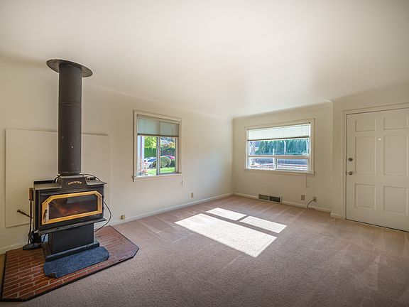 Living room with wood burning stove