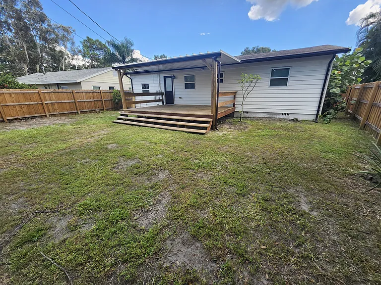 Back yard and covered deck
