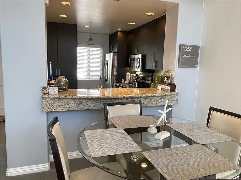 Kitchen is open to dining area