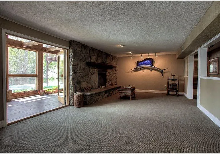 Lower Level Living Space with Cozy Fireplace