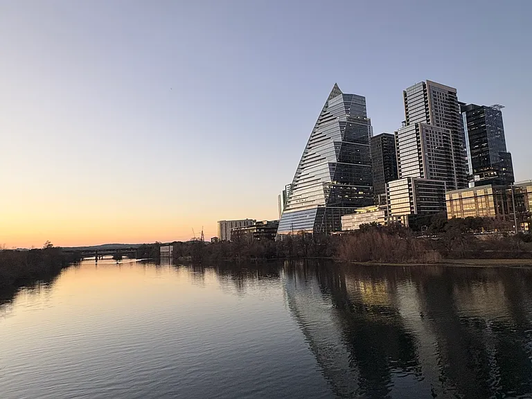 5 miles up the street is the Town Lake Hike & Bike trail! This is your view at sunset.