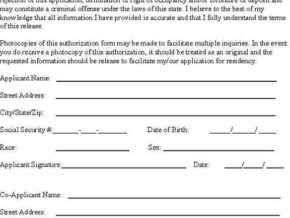 Must accompany Rental Application. $70 money order is fee f