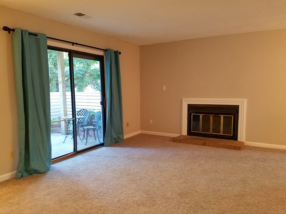 Light and bright living area with fireplace