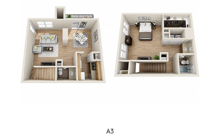 Floor plan 1 Bedroom 1.5 Bathroom Townhome