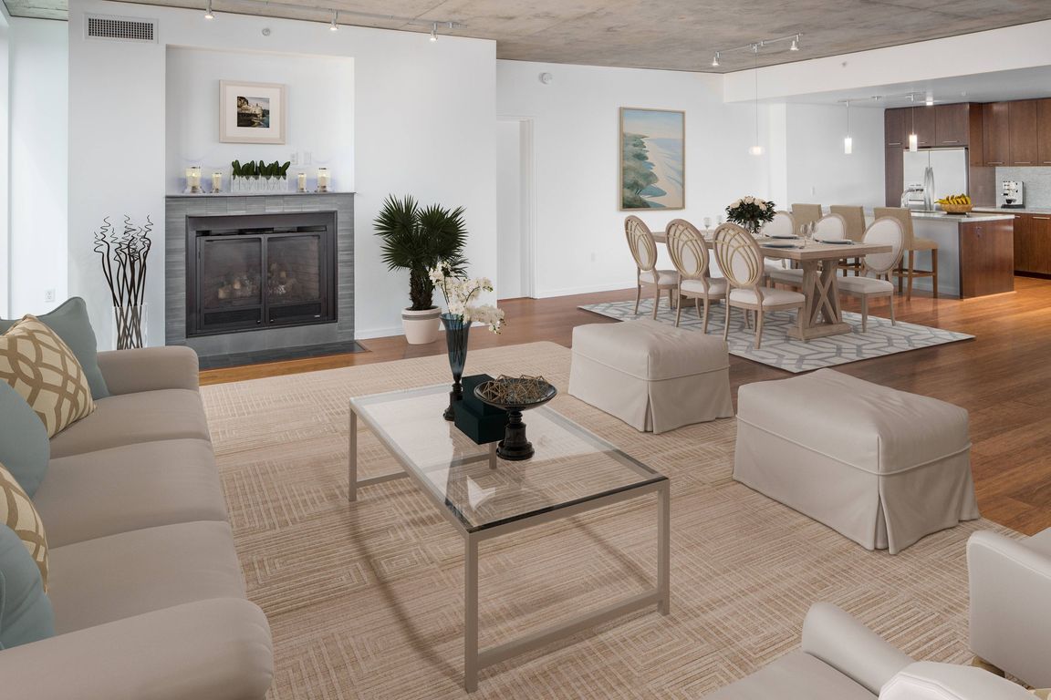 Penthouse Living Room, Dining Room and Kitchen