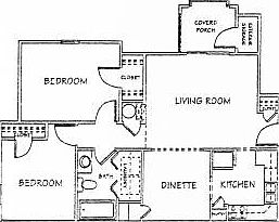 2 Bedroom 1 Bath 845 sq ft