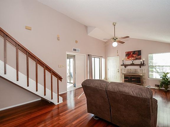 A craftsman style staircase leads up to the second floor living spaces!