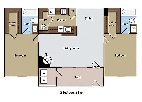 Floor plan 2 BR 2 BA