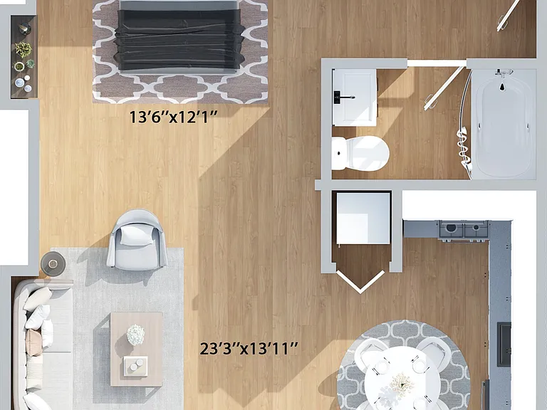 Studio - 685 sqft. Floorplan