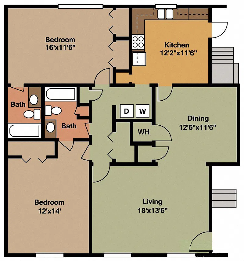 Floor plan Two Bedroom Two Bath