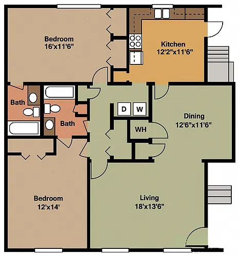 Floor plan Two Bedroom Two Bath