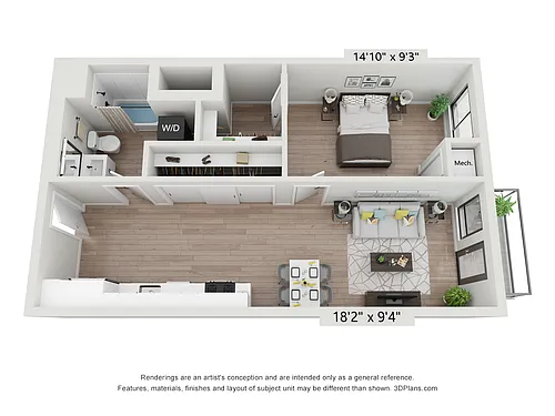 Floor plan 1 Bed x 1 Bath