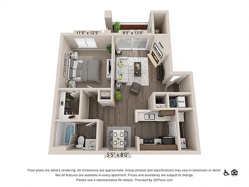 Floor plan Vista - 1x1