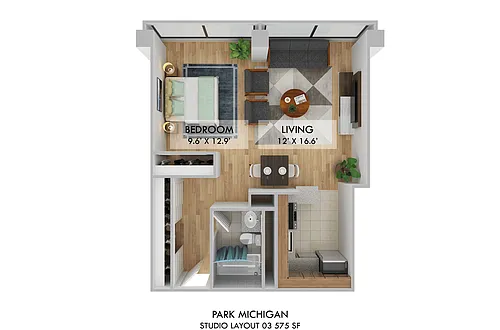 Floor plan Studio 1ba 03