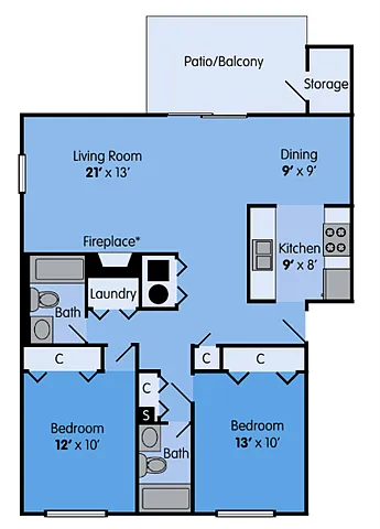 Floor plan 2 bed 2 bath Sundance Reno-Elm