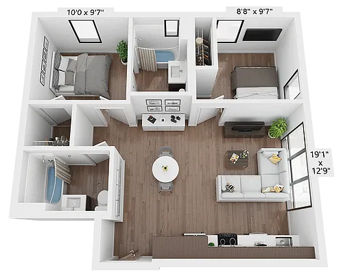 Floor plan Two Bedroom B2B