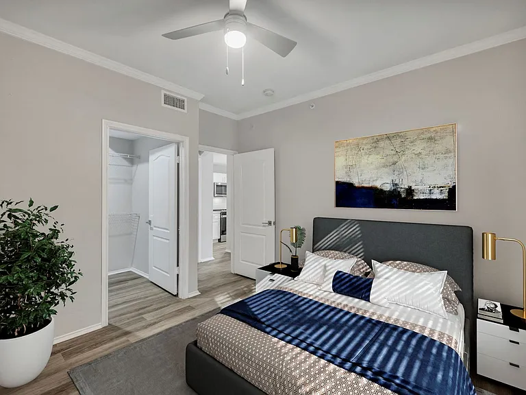 Bedroom with Wood-Style Plank Flooring