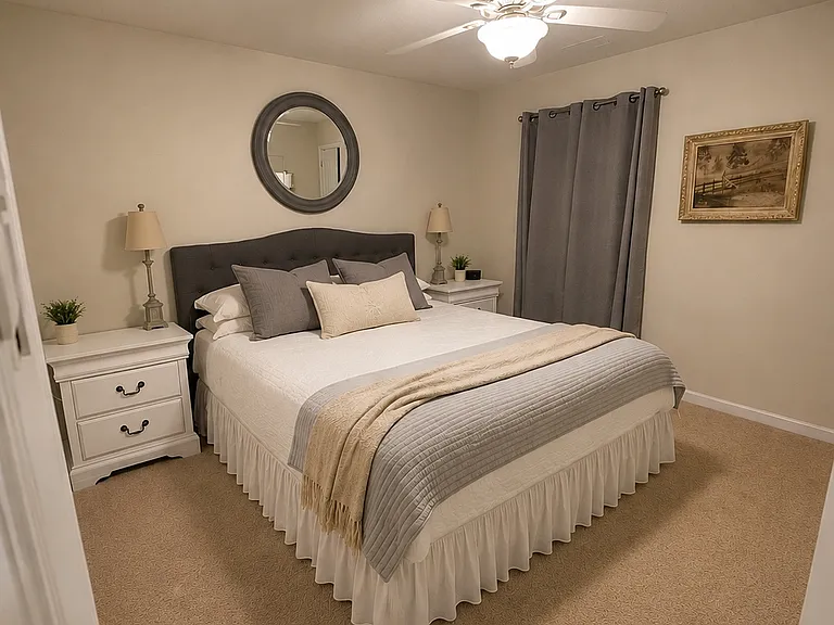 Bedroom 1 (King-size bed and end tables fit perfectly)!