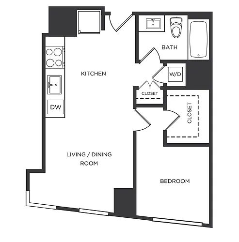 Floor plan 1 Bed/1 Bath-L