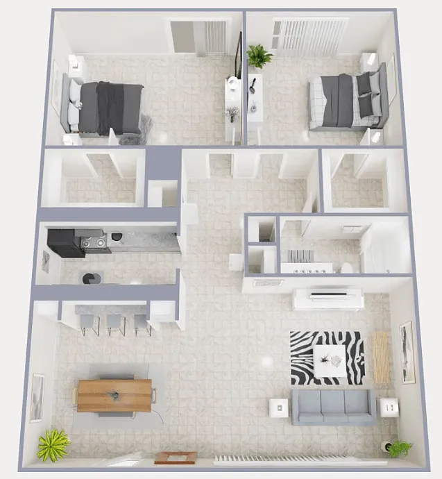 Floor plan 2 BR w/WD - 2nd Floor