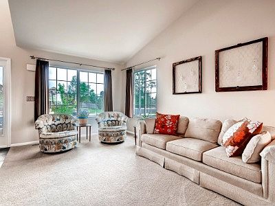 Large windows and open plan