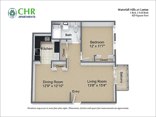 Floor plan 1 Bed/1 Bath