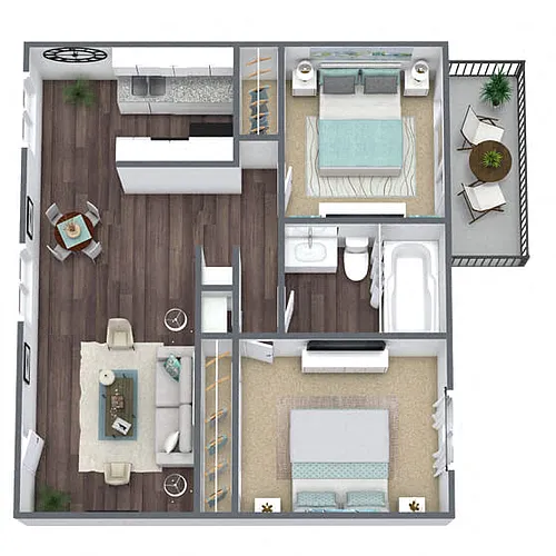 Floor plan B4: 2 Bed 1 Bath