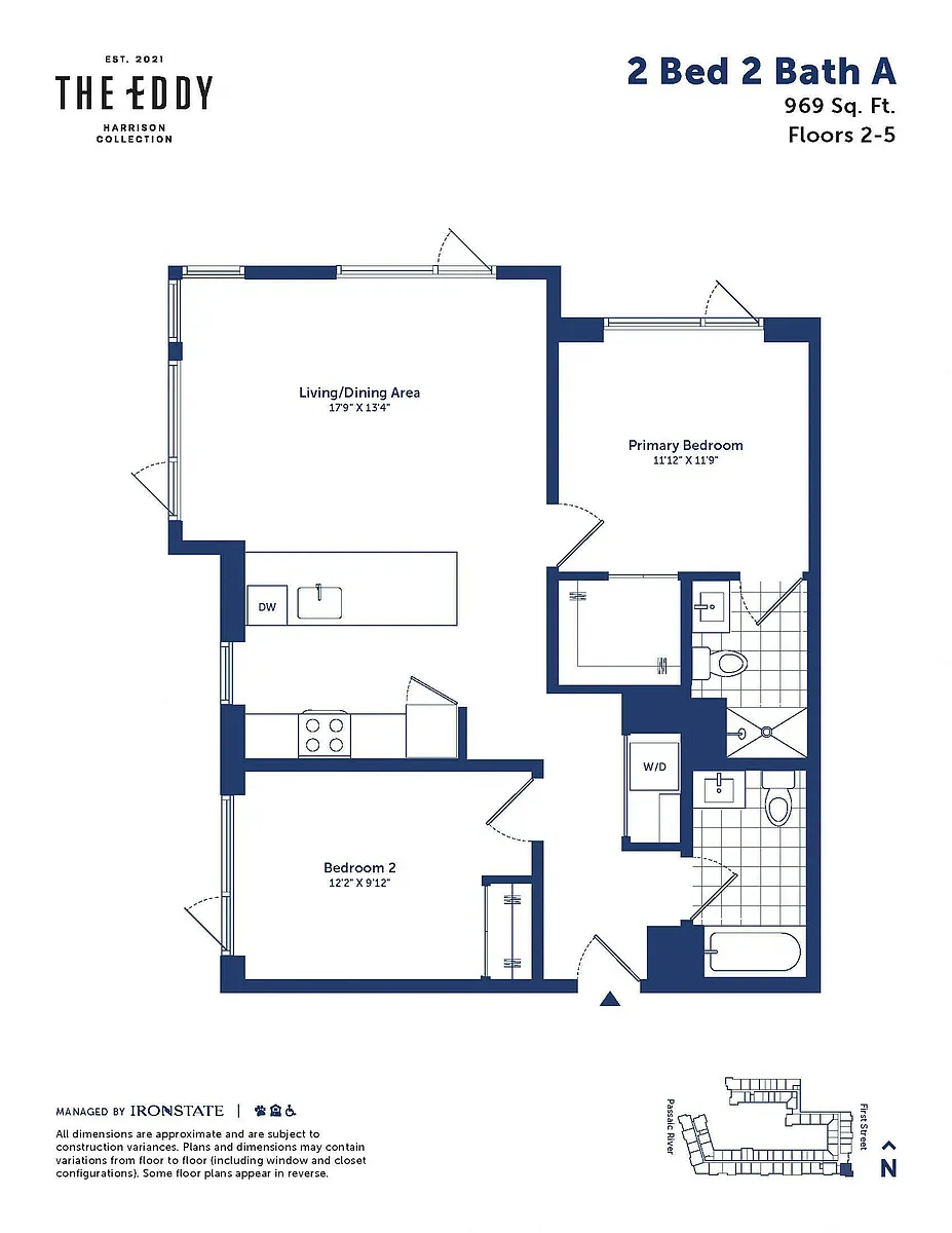 Floor plan 2 Bed 2 Bath A