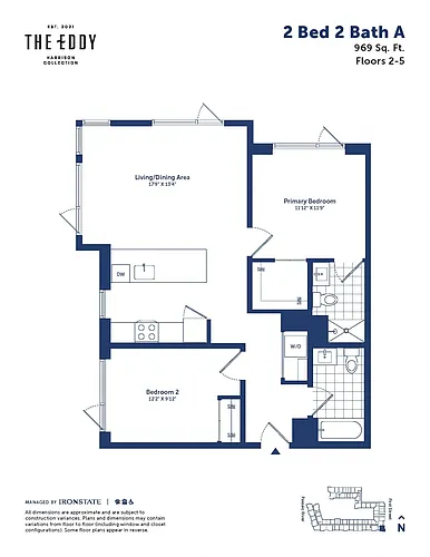 Floor plan 2 Bed 2 Bath A