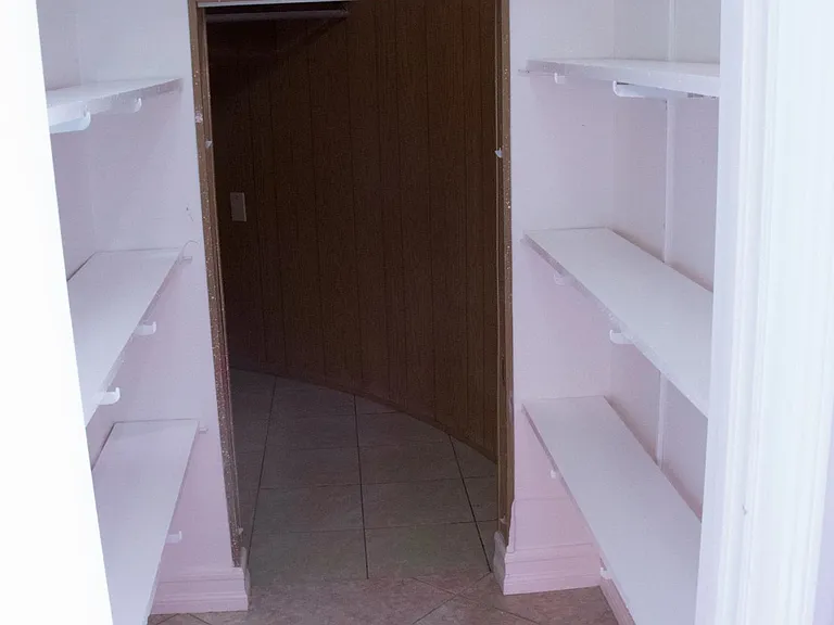 Extra storage space with newly added shelves and under the stairs "Harry potter closet"