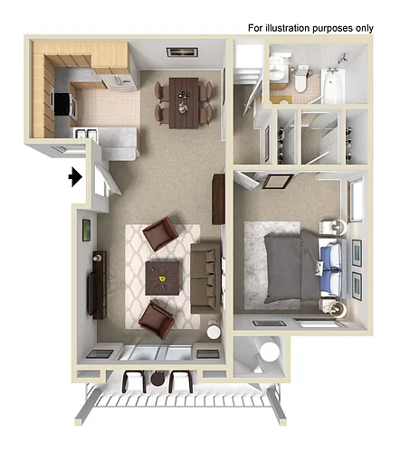 Floor plan 1 Bedroom 1 Bath