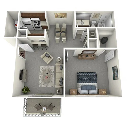 Floor plan Kirby - 1 Bed, 1 Bath