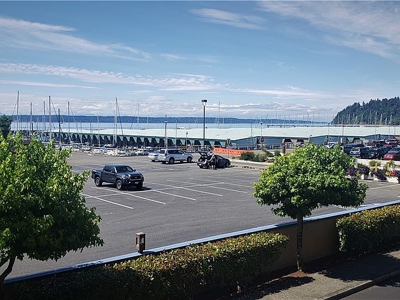 Northerly view over the Des Moines Marina towards Vashon Island and the Olympics 
