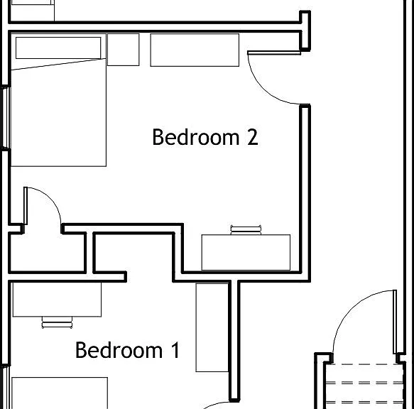 72.5 N Court - floorplan with furniture layout (NOTE: furniture not included)
